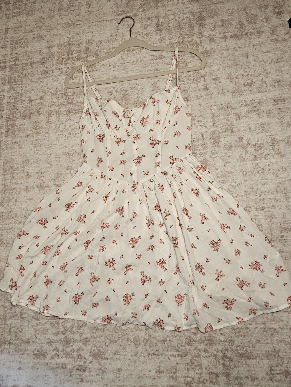 Streetwear Society Cream Mini Dress with Pink Floral Print